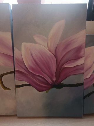 Conjunto 4 cuadros flores pintados a mano