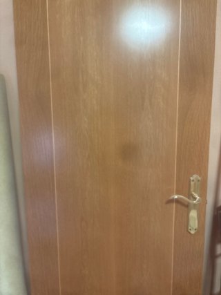 2 Puerta de madera con manilla dorada