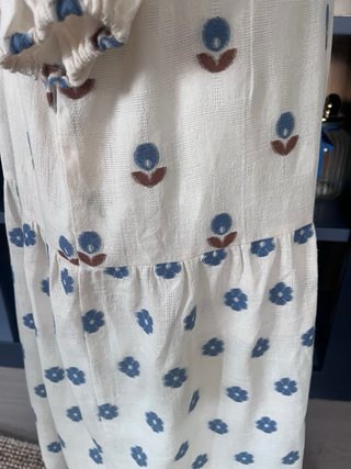 Vestido Vilagallo crema bordado flores