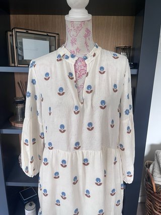 Vestido Vilagallo crema bordado flores