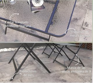 Conjunto Mesa y 4 Sillas Jardín Plegable