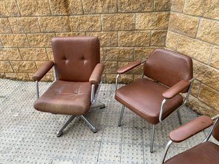 Sillas Vintage Cuero Marrón y Metal