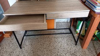 Escritorio madera y metal 2 cajones