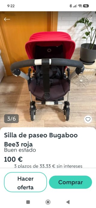 Silla de paseo Bugaboo Bee3 roja