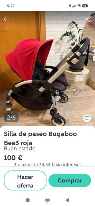 Silla de paseo Bugaboo Bee3 roja