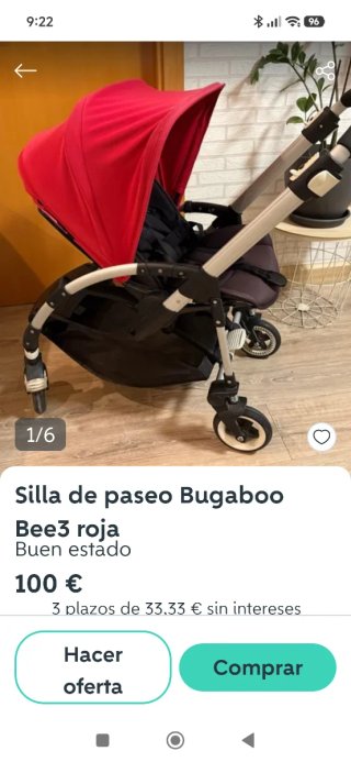 Silla de paseo Bugaboo Bee3 roja