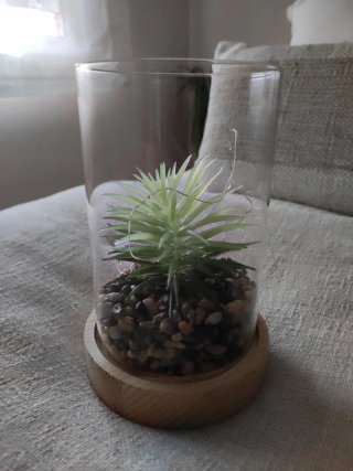 Pianta decorativa in vetro con luci LED
