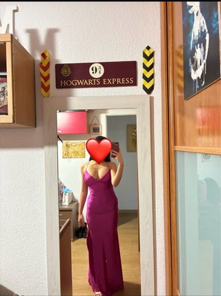 Vestido fiesta/graduación rosa tirantes cruzados