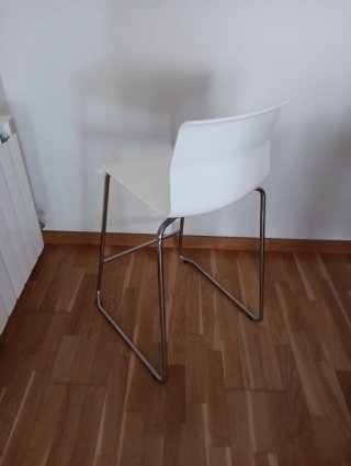 Taburete Cocina Blanco y Plata