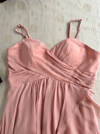 Abito cerimonia lungo rosa con strascico