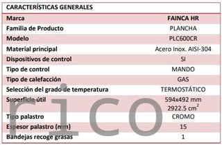 Plancha Gas Cromo Serie 500 - PLC600CR