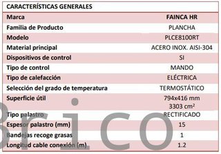 Plancha Eléctrica Acero Rectificado Serie 100 - PLCE8100RT