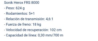 2 Carretes Sonik Herox 8000 FRS