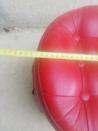 Puff Vintage Rojo Piel Sintética
