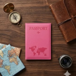 Funda pasaporte y tarjetas rosa
