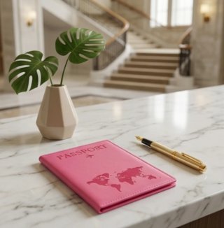 Funda pasaporte y tarjetas rosa