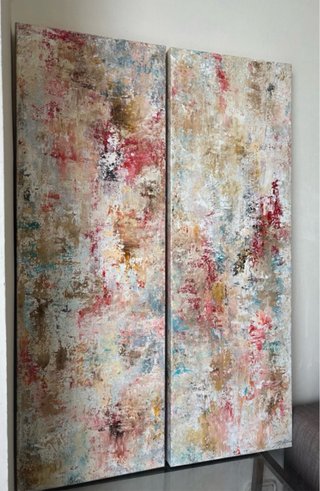 Cuadros abstractos, pintados a mano