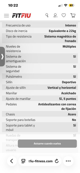 Bicicleta Estática Fitfiu Besp-250