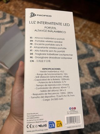 Altavoz Pacifico Luz Intermitente LED