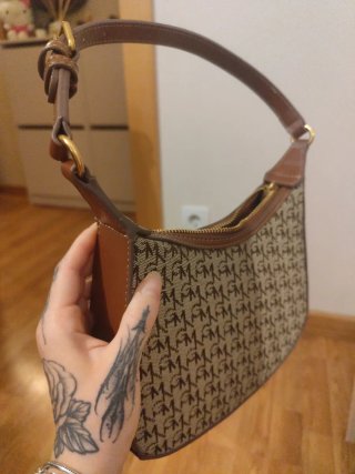 Bolso Mango Monogram Marrón y Beige