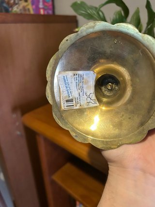 Suporte de vela antigo metal dourado e laranja