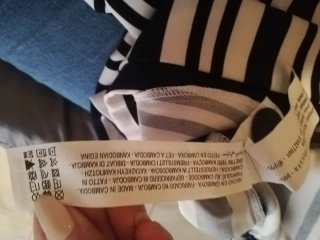 Pantaloni Zara a righe bianche e nere e blu