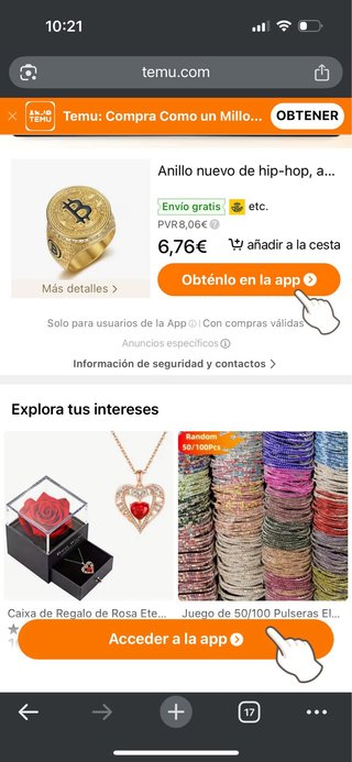 Anillo estilo Hip Hop Dorado