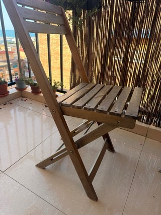 Mesa y 2 Sillas Plegables Madera