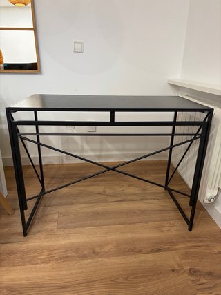 Escritorio Plegable Negro Metal y Madera