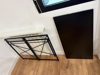 Escritorio Plegable Negro Metal y Madera