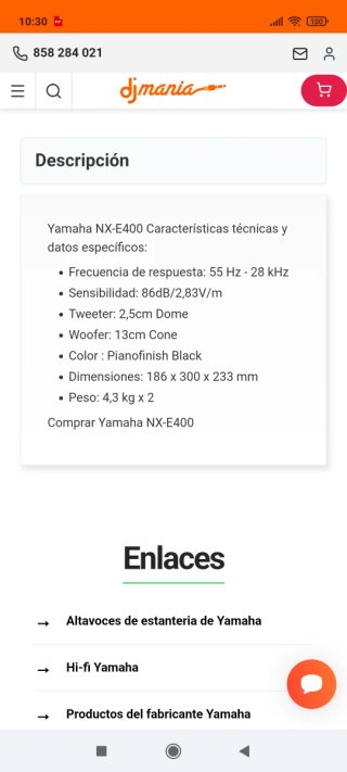 Altavoces Yamaha NX-E400 Negros
