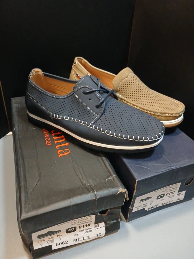 Talla 40 lote de 2  Mocasines Hombre Azul y Verde