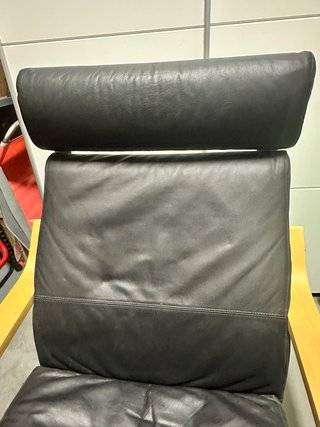 Sillón butaca  Poäng Piel Negro Ikea + Reposapiés