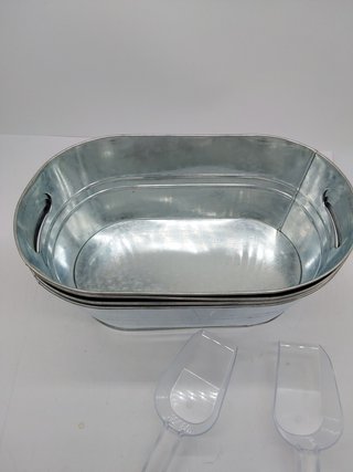 4 cubi di ghiaccio galvanizzati da 4 galloni grandi in metallo per feste, birra, bevande con cucchiai, per champagne, cocktail