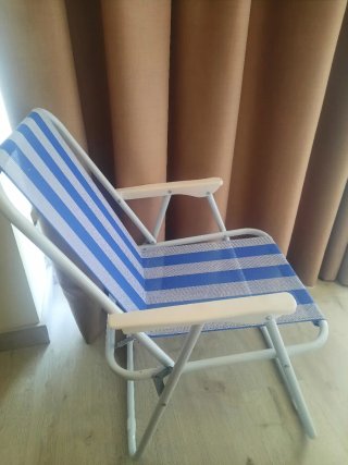Silla Playa Aluminio Azul y Blanca