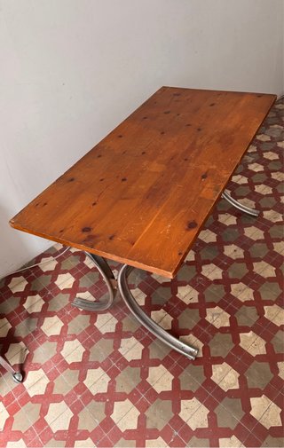 Mesa Vintage Madera y Metal Cromado