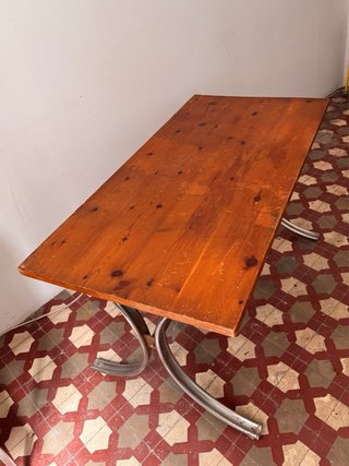 Mesa Vintage Madera y Metal Cromado