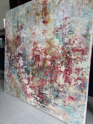 Cuadro abstracto, pintado a mano. 90 x 90 x 3,5cm