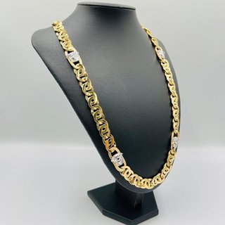 CADENA TIPO CARTIER MEDUSA GRECA BICOLOR.