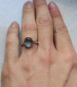 Anello Quarzo Azzurro Regolabile