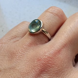 Anello Quarzo Azzurro Regolabile