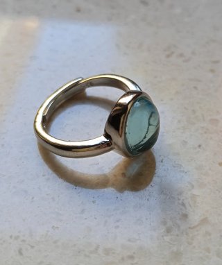 Anello Quarzo Azzurro Regolabile