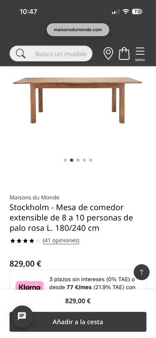 Mesa comedor extensible Maisons du Monde 180-240
