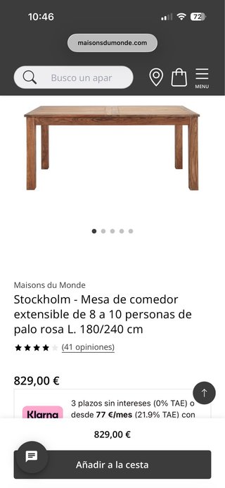Mesa comedor extensible Maisons du Monde 180-240