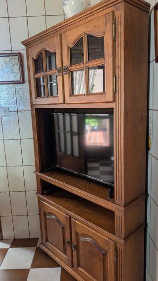 Vitrina Alacena Rinconera Madera y Cristal