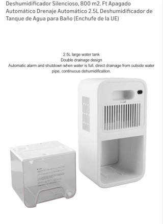Deshumidificador Silencioso 2.5L Blanco
