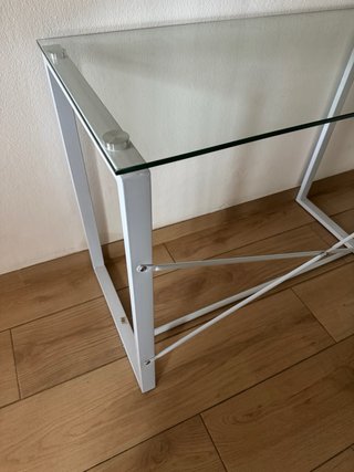 Mesa escritorio cristal y metal blanca