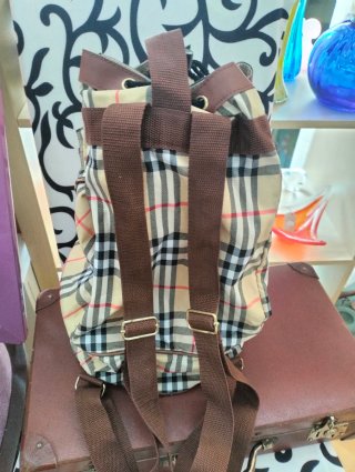 Bolso Mochila Cuadros Soulman Beige/Rojo