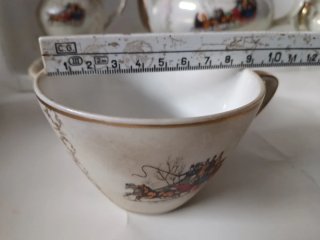 Servizio Tazze Porcellana Vintage Carrozze Oro