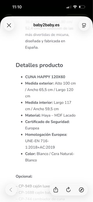 Cuna de bebé NUEVA